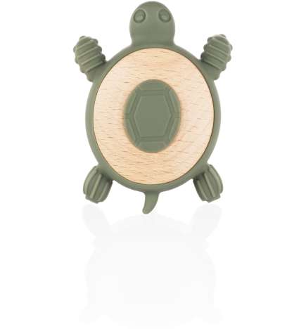 Silicone Wooden Teether Turtle